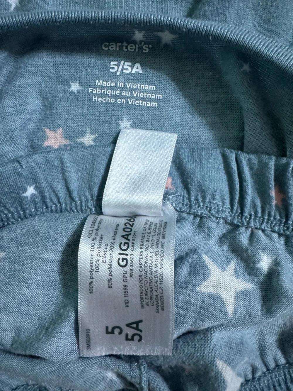 Carter's Blue Star Print Long Sleeve Top and Shorts Pajama Set